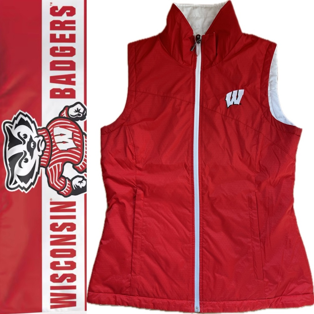 🦡‼️Like New Columbia Reversible Wisconsin Badgers Vest | Red & White—Women’s S